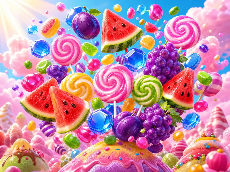 Ilustrasi tema permainan Sweet Bonanza 1000