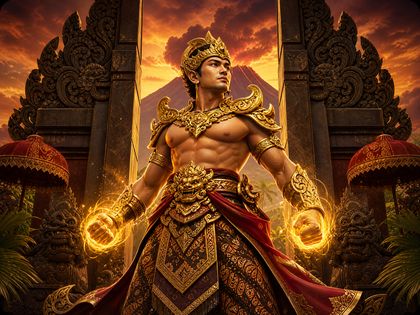 Ilustrasi tema permainan Gates of Gatot Kaca 1000
