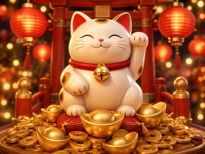 Ilustrasi tema permainan Lucky Neko