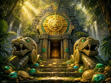 Ilustrasi tema permainan Treasures of Aztec