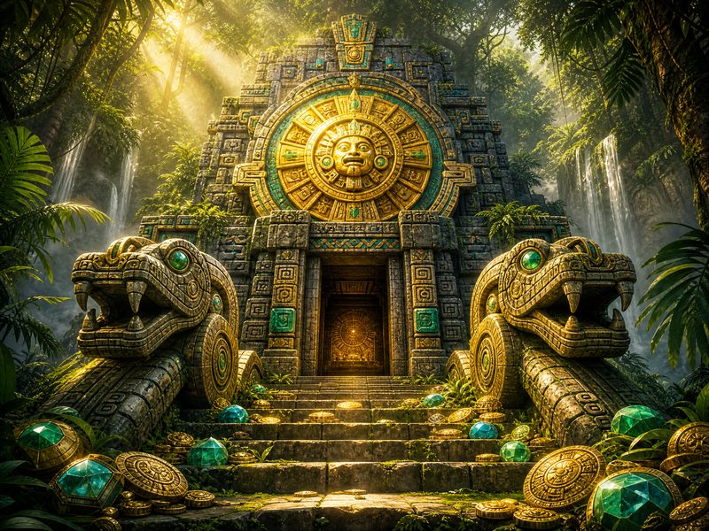 Ilustrasi tema permainan Treasures of Aztec